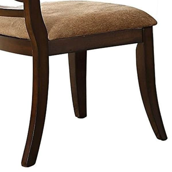 Benjara Brown Fabric Thick Cushion Dining Chair BM287824 - The Home Depot