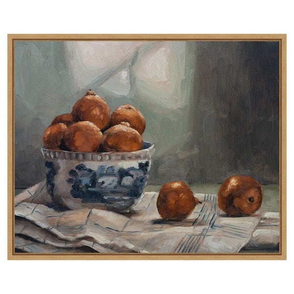 Amanti Art A Dish of Fruit IV by Marian Parsons 28 in. W x 23 in. H. Canvas Wall Art Print Framed in Brown