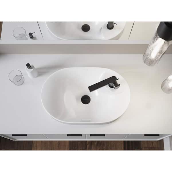 KOHLER Chalice Vessel Vitreous China Oval Bathroom Sink with Single Faucet Hole in White