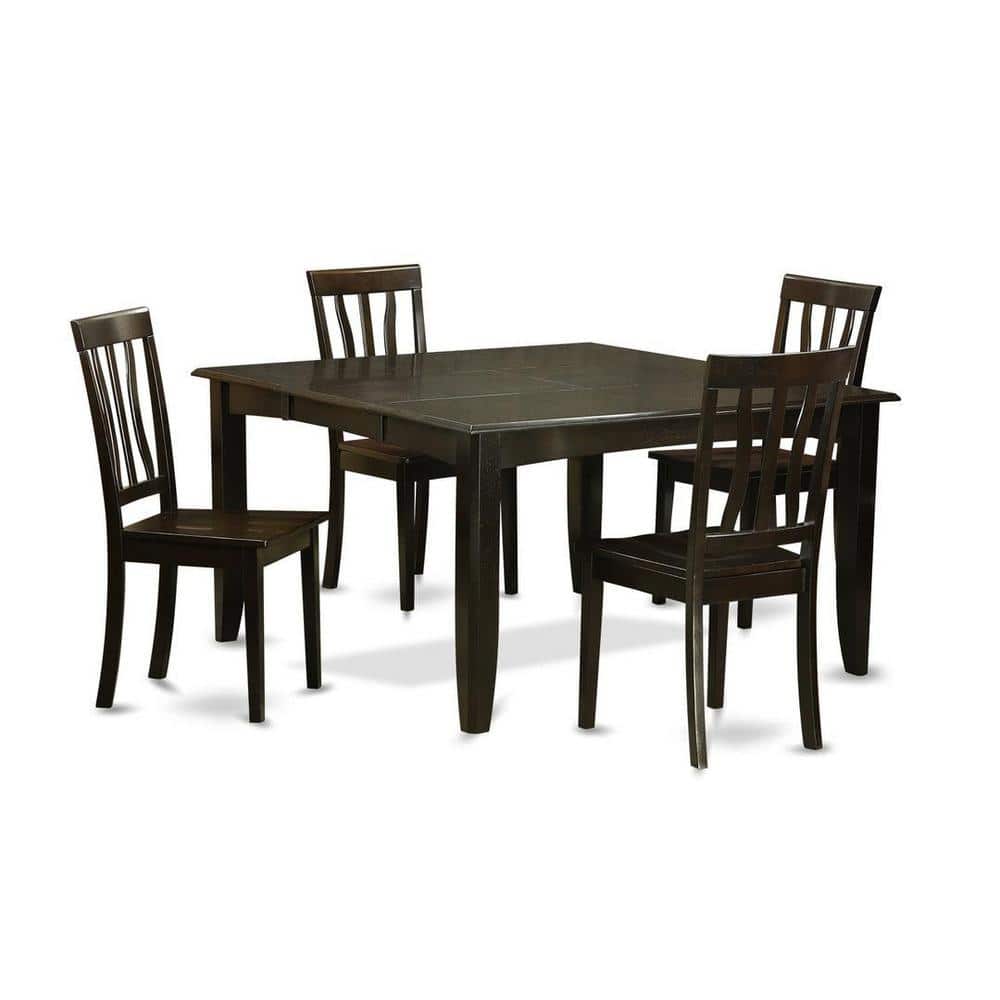 5-Piece Square Cappuccino Finish Solid Wood Top Dining Table with 4 Chairs with Lattice Back price history on PriceWatchPro