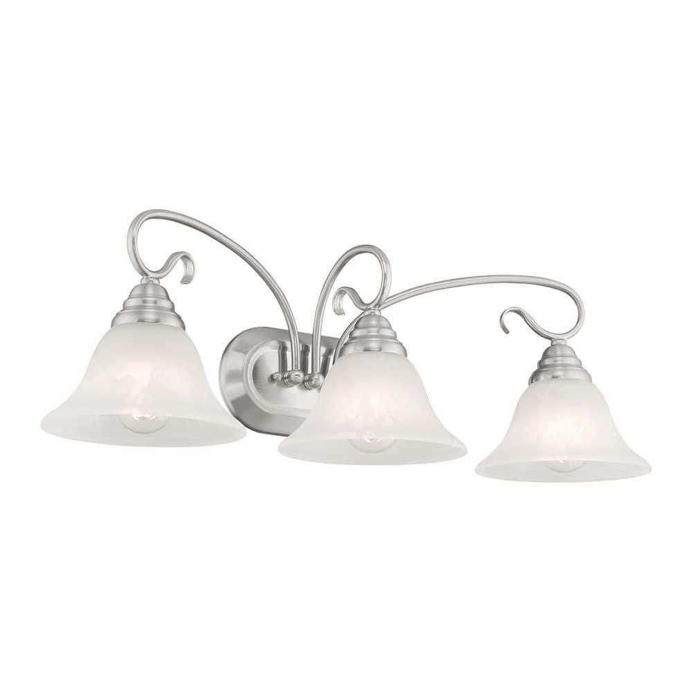 Coronado Brushed Nickel 3-Light Vanity with White Alabaster Glass