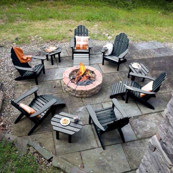 Classic Wesport Federal Blue 12-Piece Recycled Plastic Patio Fire Pit Seating Set