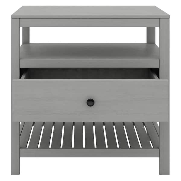 ATHMILE 1-Drawers Gray Nightstand (26.2 in. L x 15 in. W x 26.5 in. H)