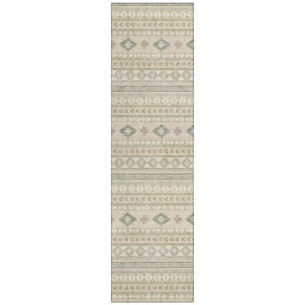 Chantille Machine Washable Indoor/Outdoor Abstract ACN3124 Ivory 2 ft. x 7 ft. Runner Rug