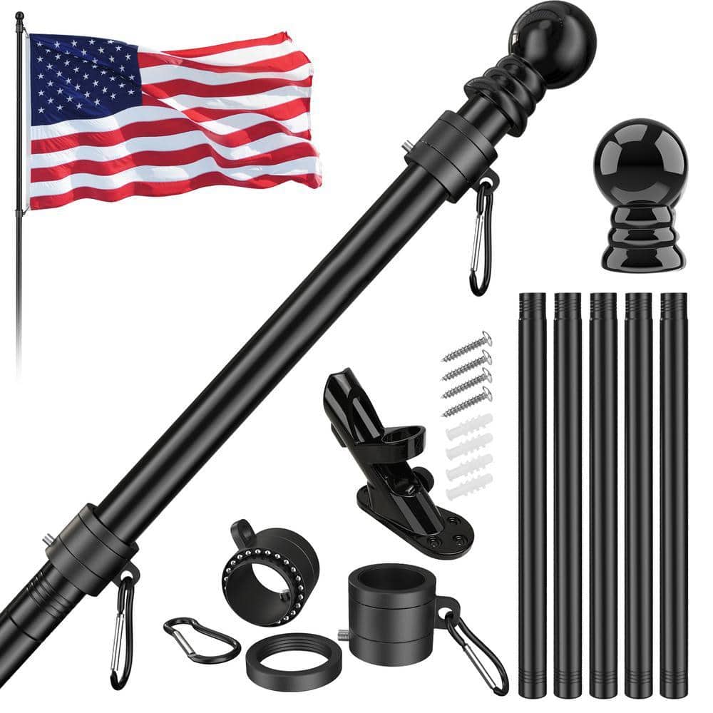 FlagStars 2 ft. x 3 ft. Nylon American Flag 2-Sided House Flag with 6 ft. Flagpole Kit - Black price history on PriceWatchPro