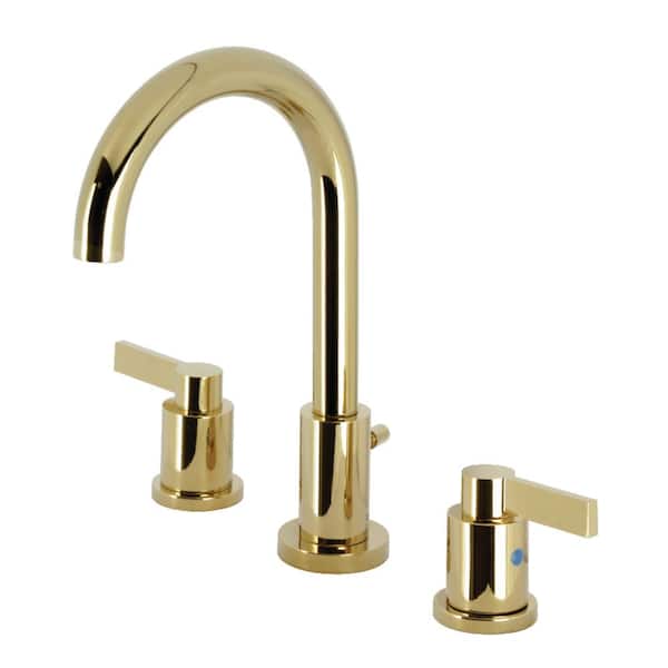 Kingston Brass NuvoFusion 8 in. Widespread Double Handle Bathroom Faucet in Polished Brass