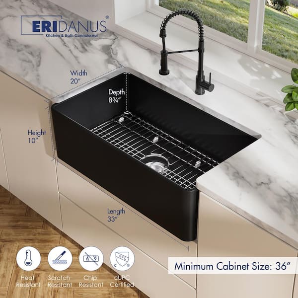 Reviews for Eridanus Denbigh Matte Black Fireclay 33 in. Single