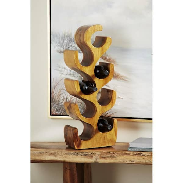 Litton Lane 8- Bottle Brown Tree Shaped Wine Rack 66074 - The Home