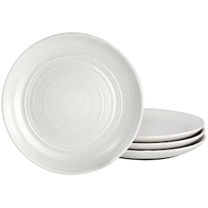 Home 7 in. 4-Piece Round Stoneware Appetizer Plate Set in Matte White
