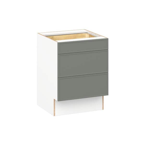 Fairview 24 in. W x 24 in. D x 32.5 in. H Assembled Slim Shaker Accessible ADA Drawer Base Kitchen Cabinet in Moss Green