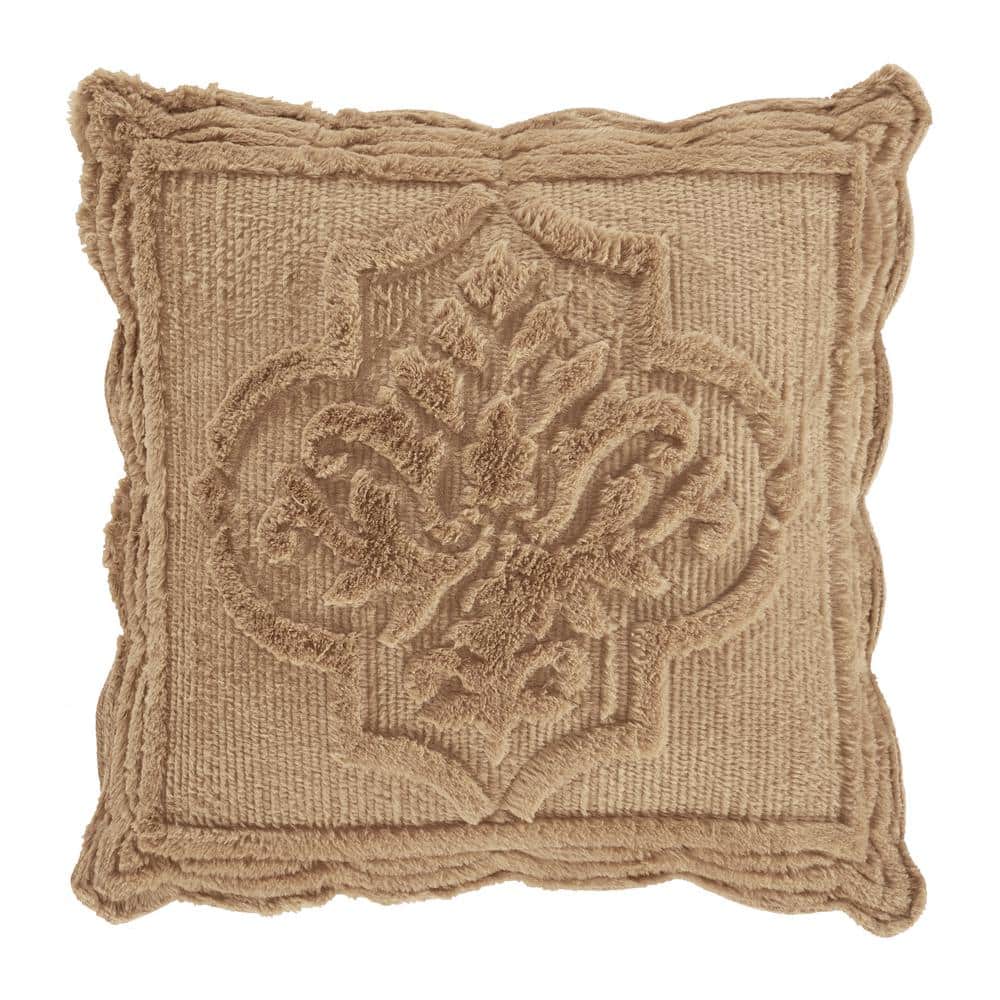 Treasure Polyester 18 in. Square Quilted Decorative Throw Pillow 18 x 18 in
