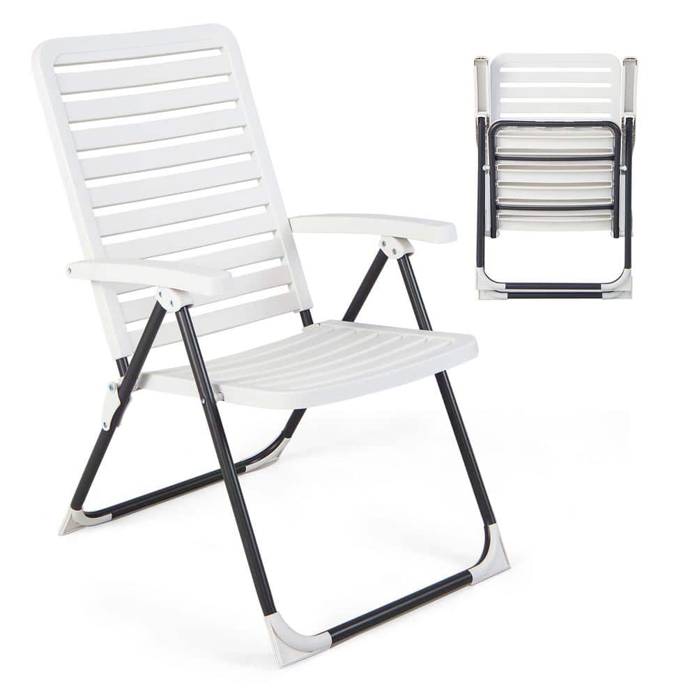 Costway Patio PP Folding Chair Adjustable Outdoor Recliner 7-Level  All-Weather Portable White A1Q2-10N924-AIT-1 - The Home Depot