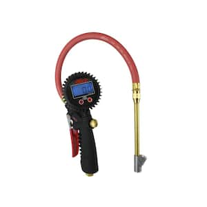 Pro Digital Pistol Grip Inflator Gauge with Straight Foot Dual Chuck and 15 in. Hose