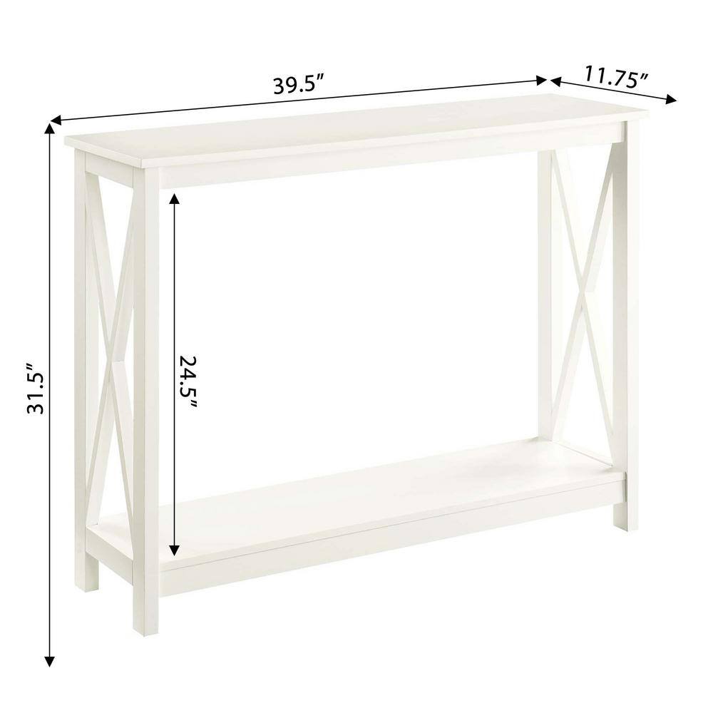 Ivory Coastal Farmhouse Console Table with Open Shelving