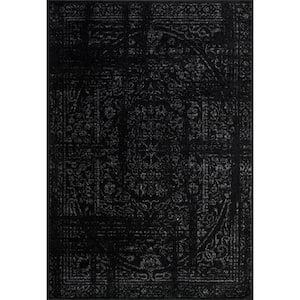 Arlena Distressed Persian Medallion Black 12 ft. x 15 ft. Area Rug