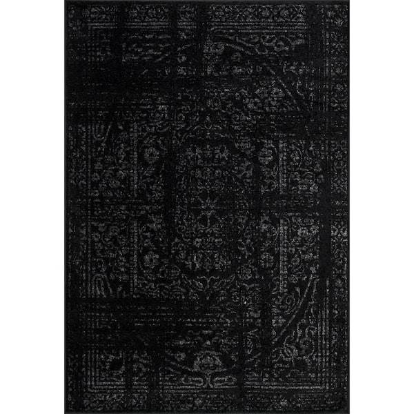 nuLOOM Arlena Distressed Persian Medallion Black 2 ft. x 3 ft. Area Rug