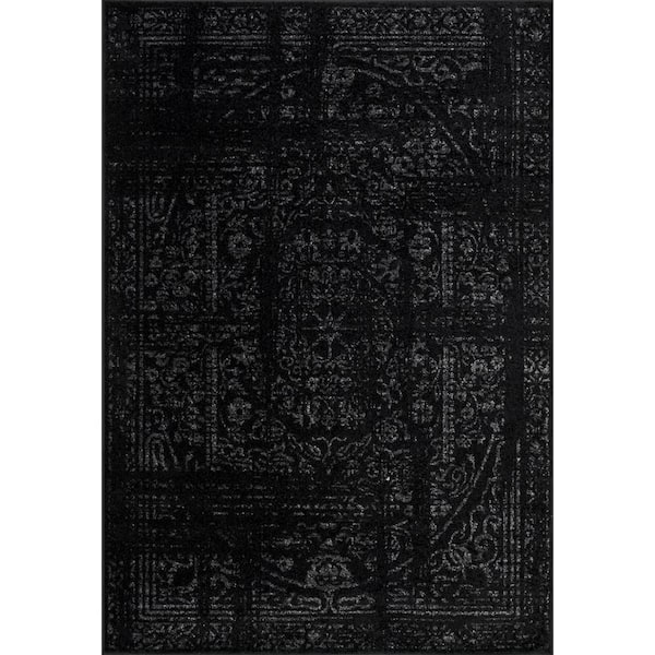 nuLOOM Arlena Distressed Persian Medallion Black Doormat 3 ft. x 5 ft. Area Rug