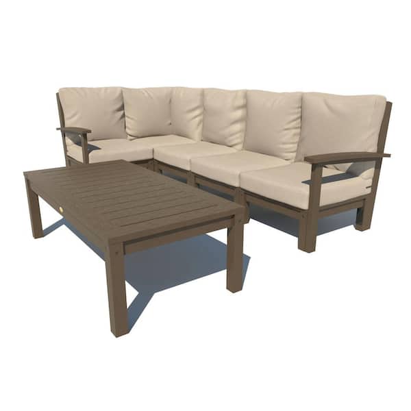 Highwood Bespoke Deep Seating 6-Piece Plastic Outdoor Sectional Set with Conversation Table and with Cushions