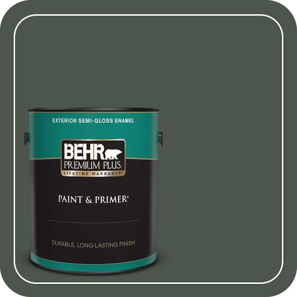 BEHR PREMIUM PLUS 1 gal. #PMD-66 Deep Evergreen Semi-Gloss Enamel Exterior Paint & Primer