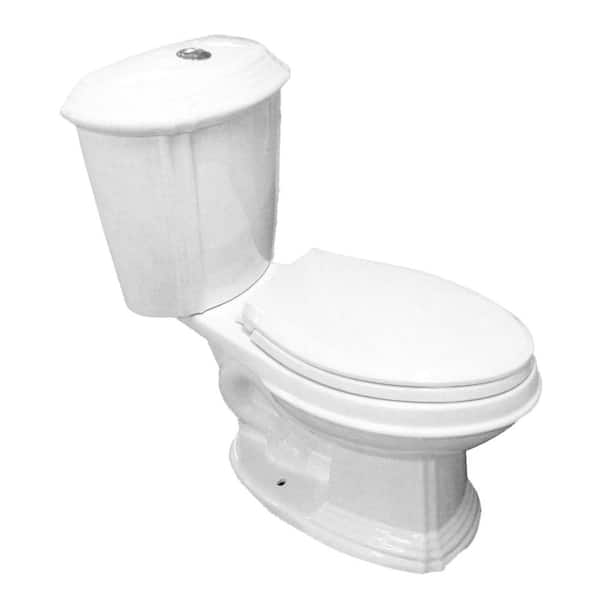 RENOVATORS SUPPLY MANUFACTURING Sheffield 2-Piece 0.8 GPF/1.6 GPF WaterSense Dual Flush Elongated Toilet in White with Slow Close Seat