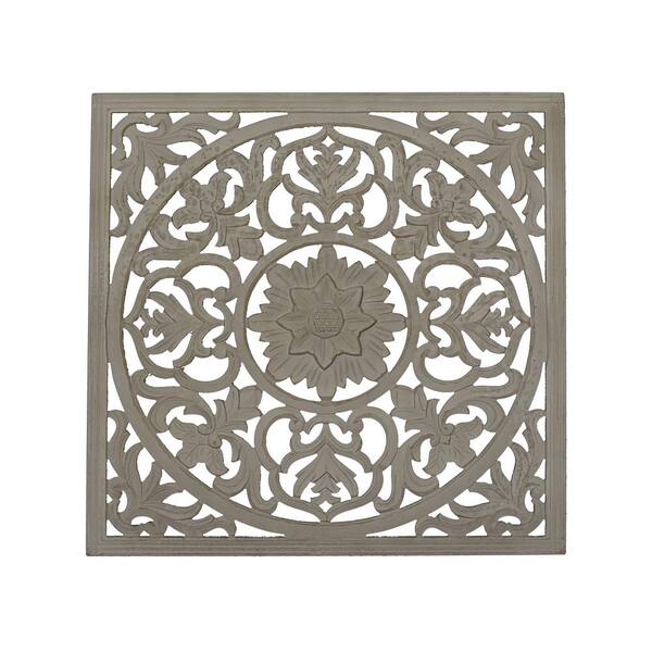 Fetco Zaria Grey Square Wooden Medallion