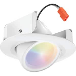 RB Adjustable 4 in. Smart Tunable CCT/Color Changing Integrated LED Retrofit White Housing Required Recessed Light Trim