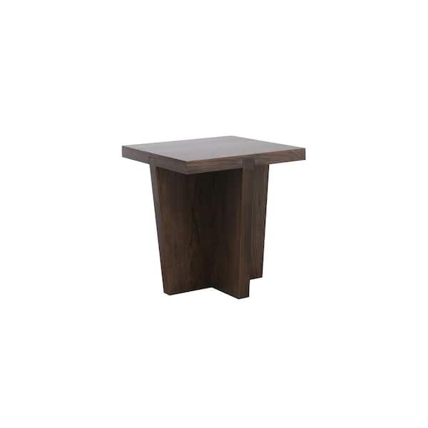 Unbranded 22 in. Smoked Oak Square Wood End Table