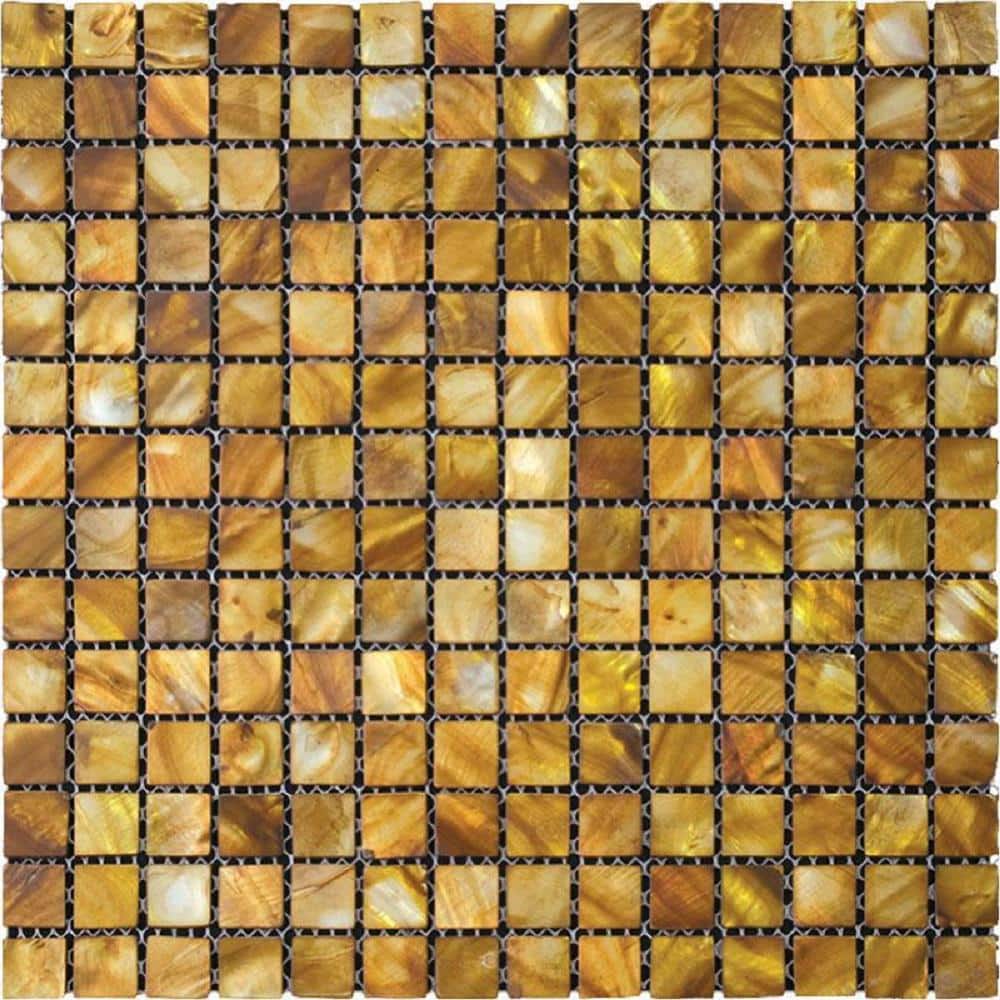 Yellow and Brown 4 in. x 5 in. Square Polished Natural Shell Mosaic Tile Sample (0.13 sq. ft./Piece) price history on PriceWatchPro