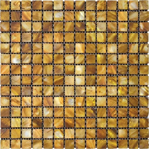 Apollo Tile Yellow and Brown 12 in. x 12 in. Square Polished Natural Shell Mosaic Tile (20 sq. ft./Case)