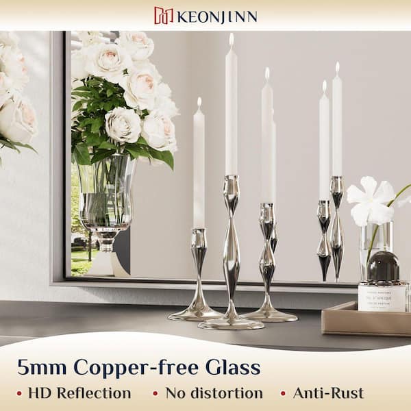 KeonJinn 55 in. W x 36 in. H Framed Brushed Silver Mirrors for