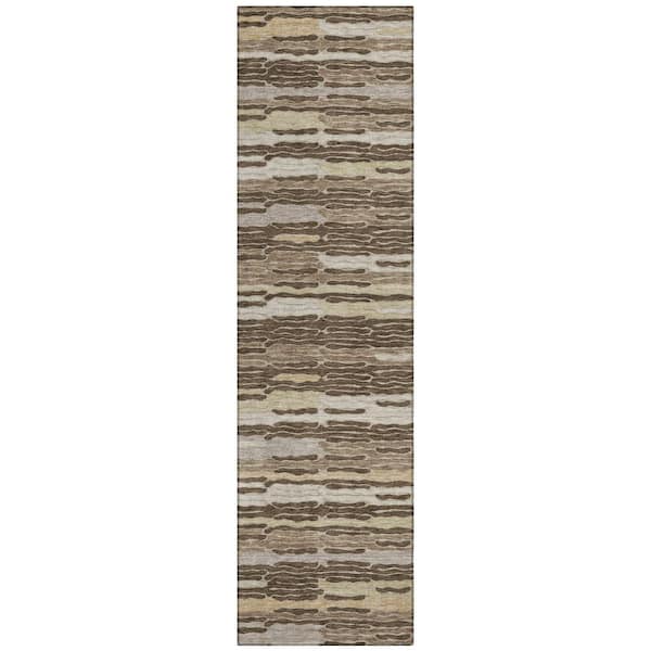 Chantille Machine Washable Indoor/Outdoor Abstract ACN3114 Chocolate 2 ft. x 7 ft. Runner Rug
