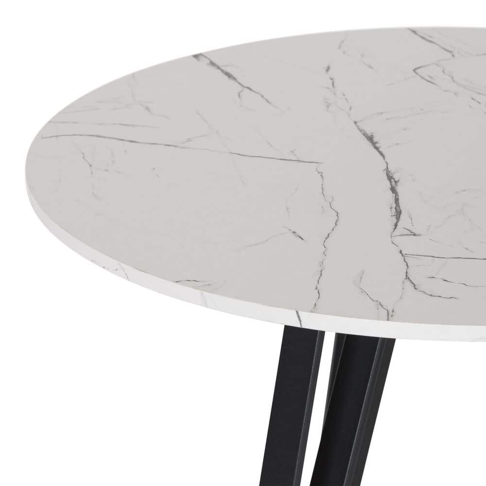 Ezra Contemporary Round Dining Table with Marble & Wood Finish