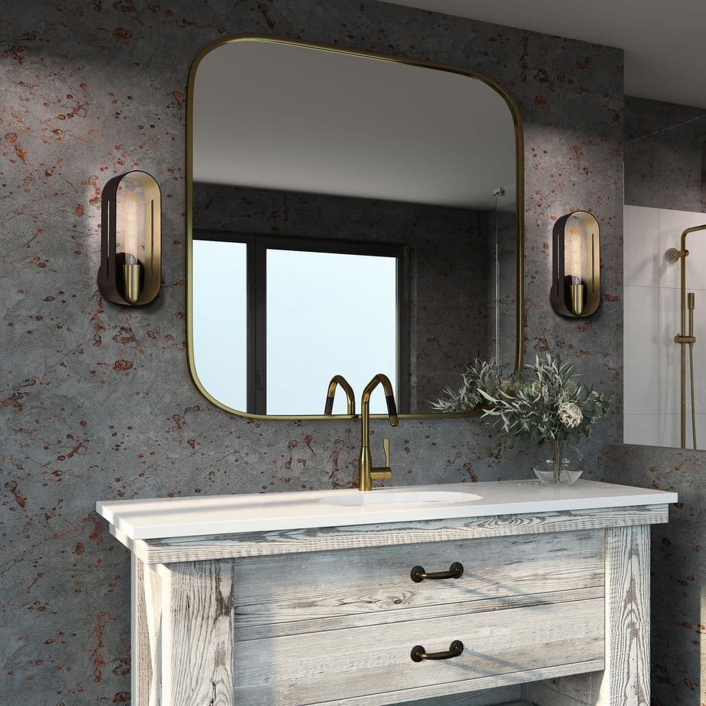 Ravena Scandinavian Bronze with Antique Brass 1-Light Sconce