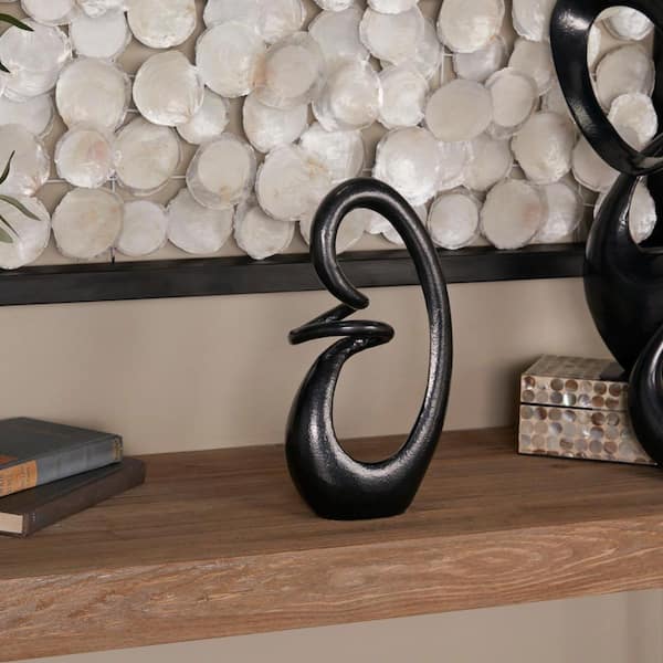 Litton Lane 4 in. x 13 in. Dark Gray Aluminum Swirl Abstract Sculpture