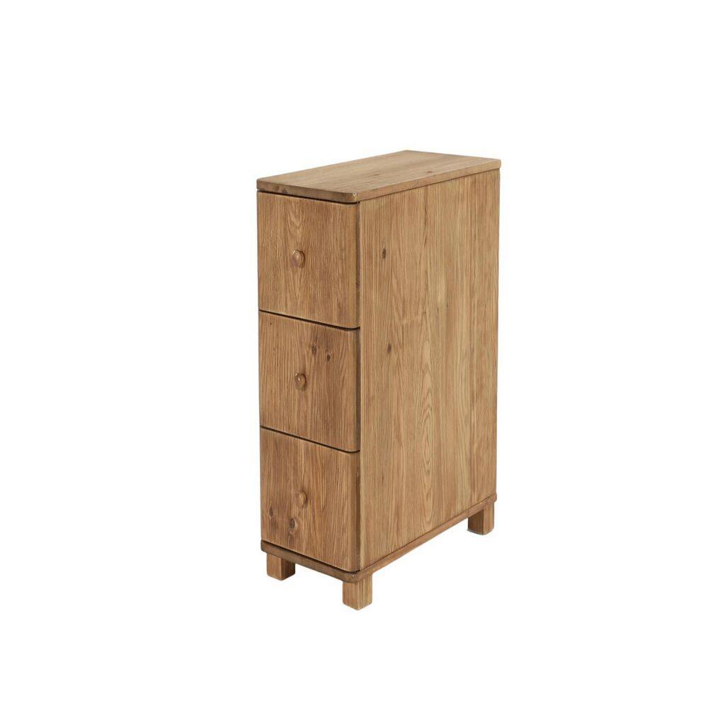 Kerlin 23.62 in. Brown Rectangle Farmhouse Solid Wood End Table Side Table Accent Table with 3 Drawers for Living Room