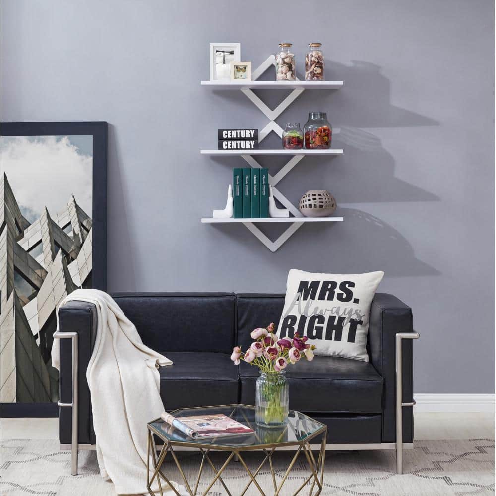 Chic White Diamonds 3-Tier Wall Mount Shelving System