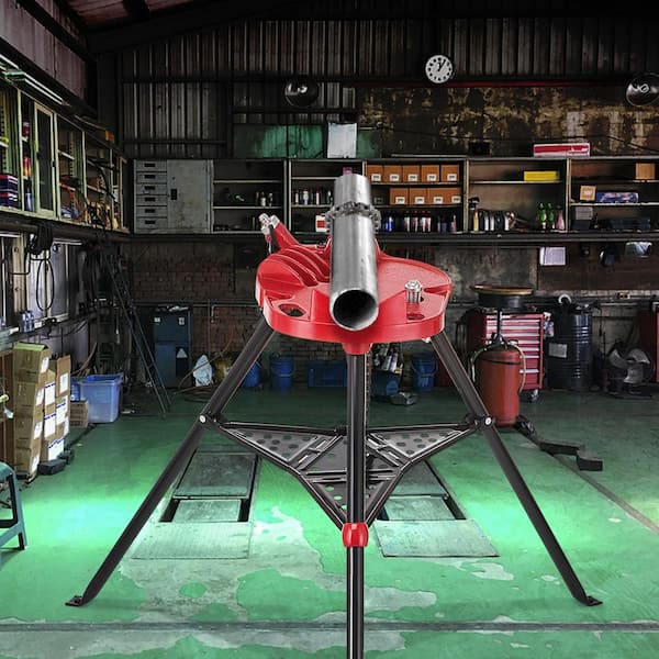 Tripod Chain Vise Stand 1/8 in. 6 in. Capacity Portable Pipe Stand with Foldable Steel Legs Tool Tray Pipe Jack Stand