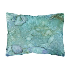 12 in. x 16 in. Multi-Color Lumbar Outdoor Throw Pillow Abstract Crabs and Oysters Fabric Decorative Pillow