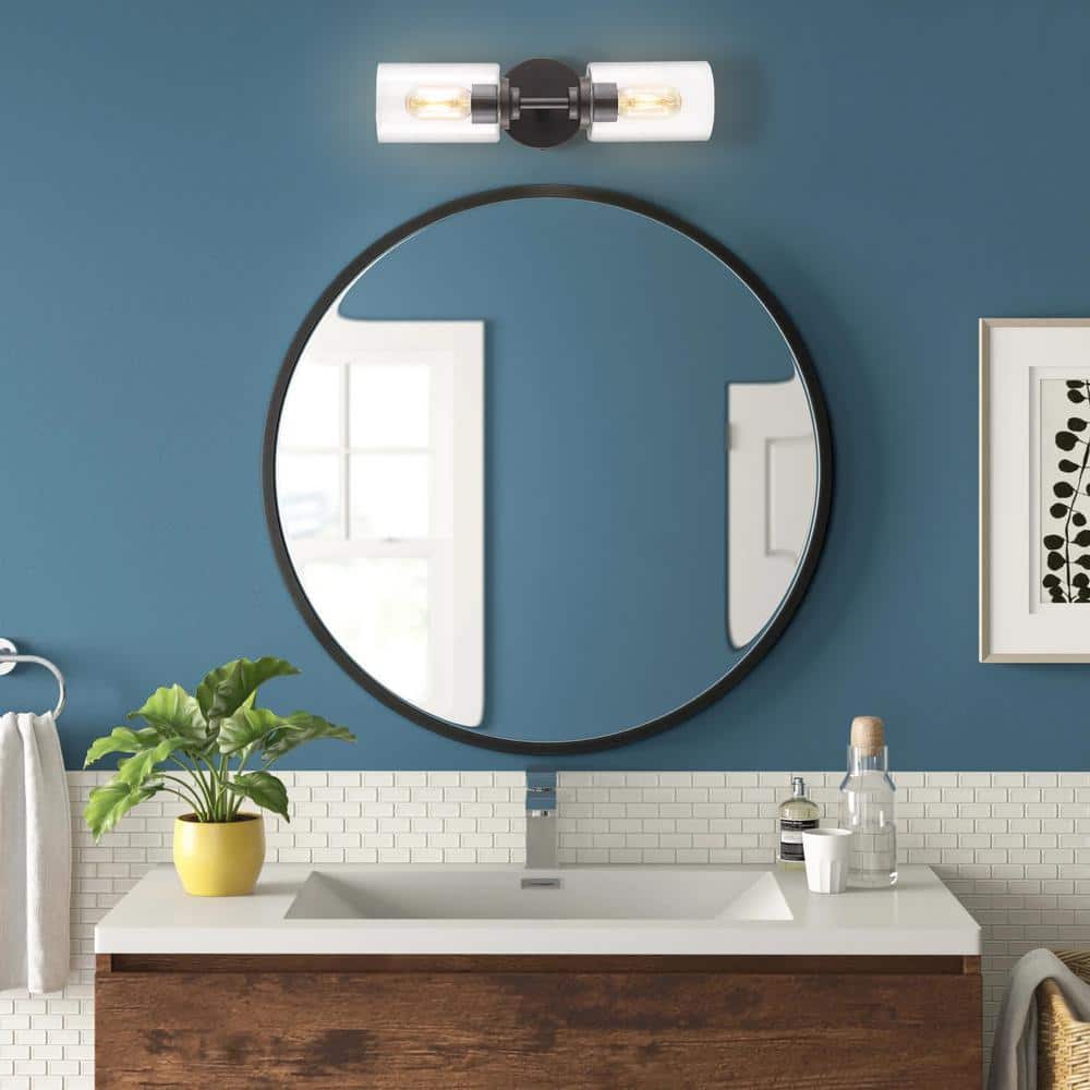 Giles 16" Oil Rubbed Bronze Cylinder Vanity Light with Clear Glass