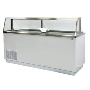 88.75 in. W 30.6 cu. ft. Automatic-Defrost Commercial Portable Freezer 16 Tub Deluxe Ice Cream Dipping Cabinet in white