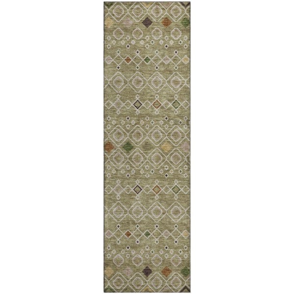 Addison Rugs Mayfield Premium Machine Washable Abstract AMF938 Sage 2 ft. 3 in. x 7 ft. 6 in. Runner Rug