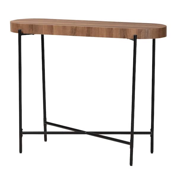 Black Oval Wood Top Console Table