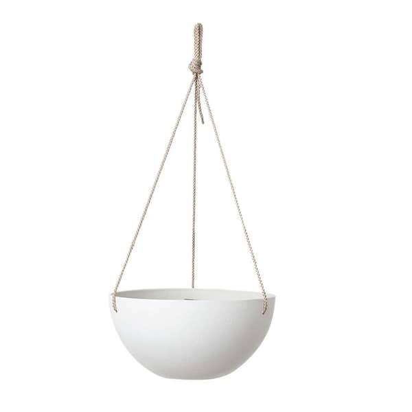 Recyclable Plastic White Hanging Planter Basket 8 in. Indoor Outdoor Flower Pots Plant Containers with Drainage Hole