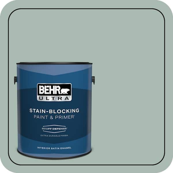 BEHR ULTRA 1 gal. #BXC-85 Quiet Teal Extra Durable Satin Enamel Interior Paint & Primer