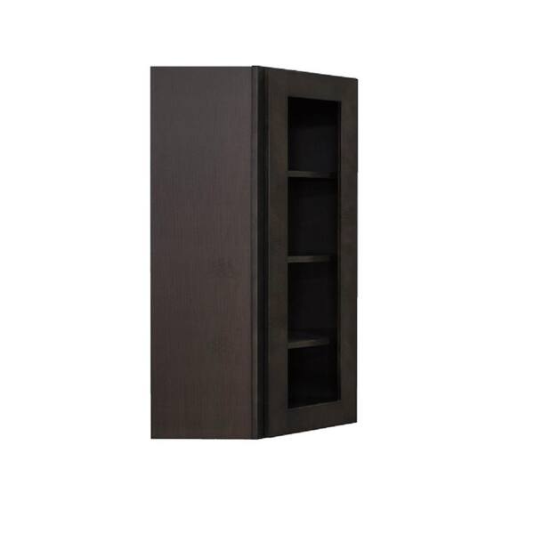 LIFEART CABINETRY Lancaster Shaker Assembled 24 in. x 42 in. x 15 in. Wall Diagonal Corner Mullion Door Cabinet in Vintage Charcoal