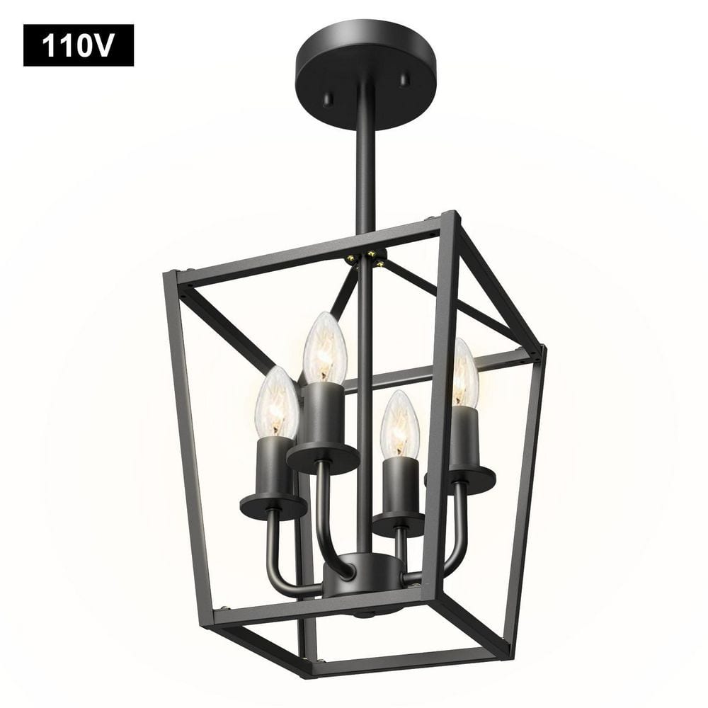 Nersunda 4Light Black Semi Flush Mount Rustic Ceiling Light MH0009