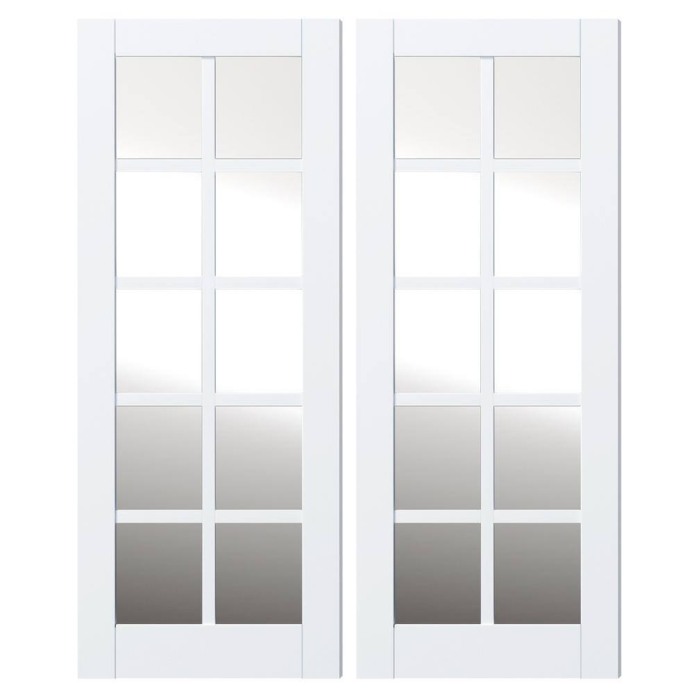 "64 in. x 80 in. (Double 32""W Doors)10 Lite, White Primed, No Bore, Mirrored Glass, finished MDF Wood Interior Door Slab" price history on PriceWatchPro