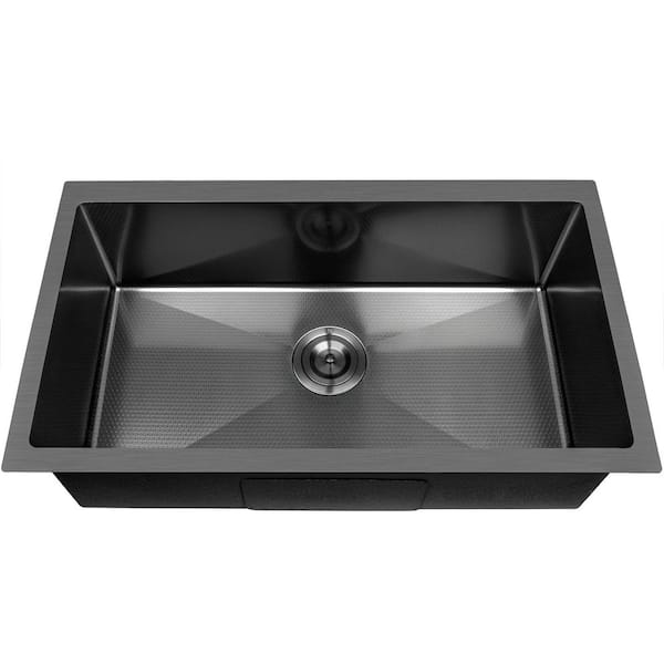 AKDY HEX 32 in. Undermount Single Bowl Gunmetal Black Stainless