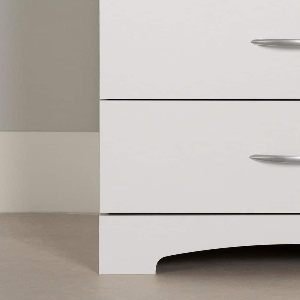 Pure White Laminated Particle Board Double Dresser with 6 Drawers