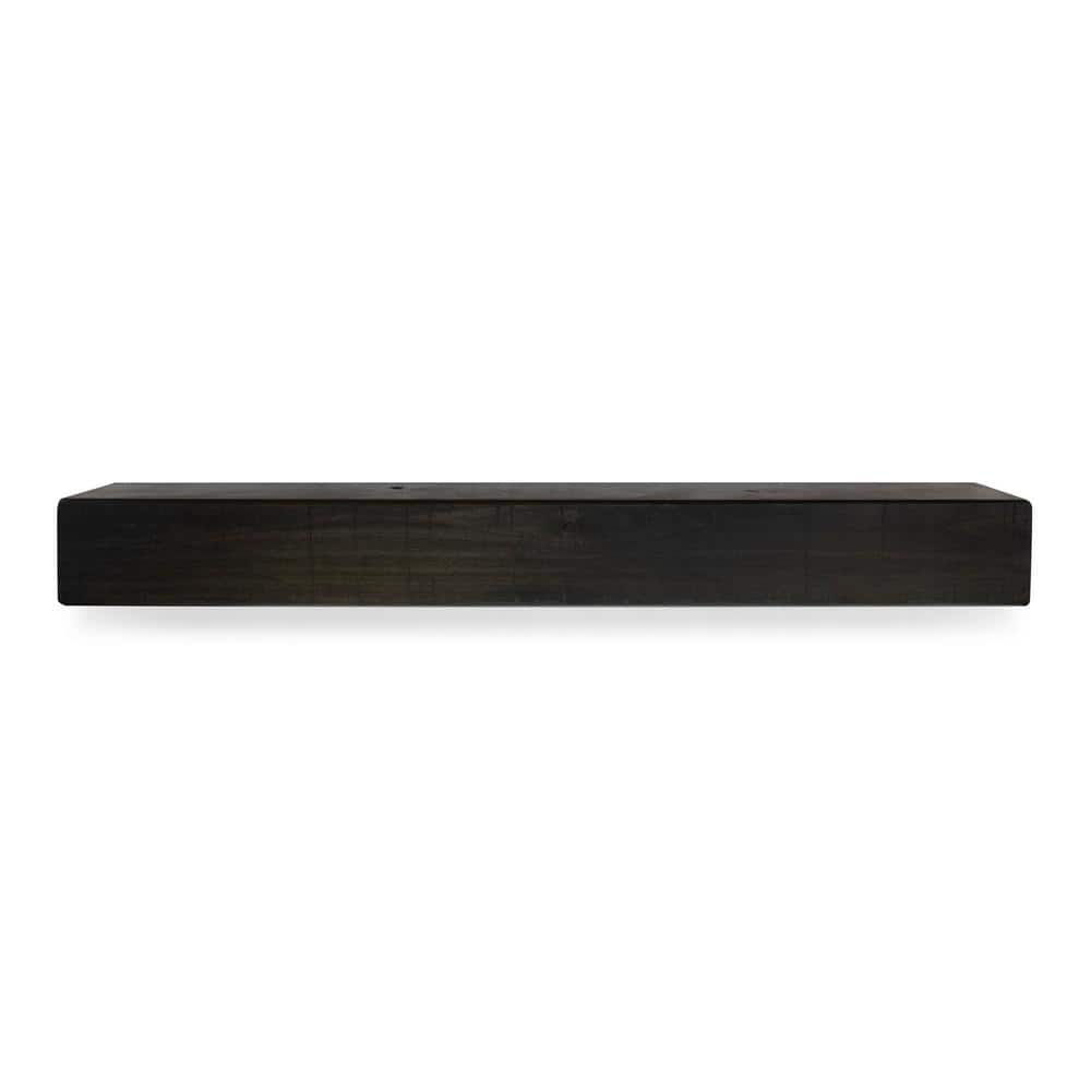 72 in. W x 5.5 in. H x 6.25 in. D Rustic Midnight Black Cap-Shelf Mantel